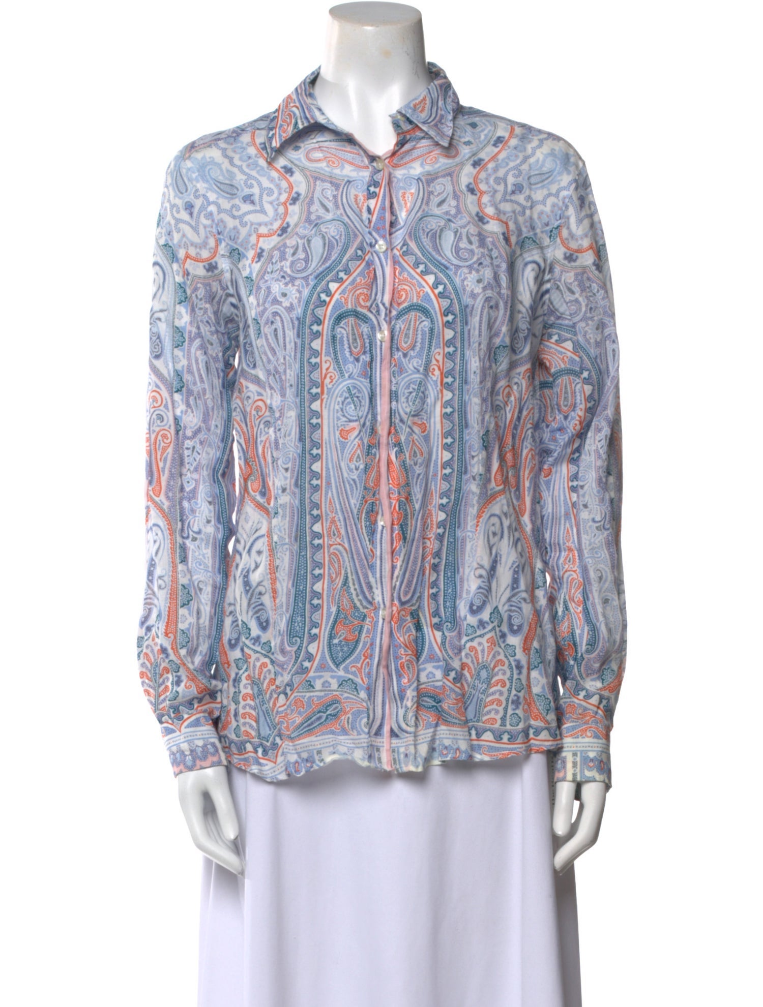 Etro Paisley Print Long Sleeve Button-Up Top