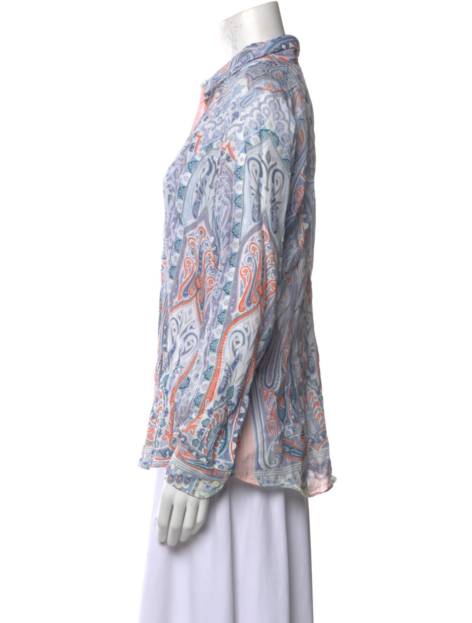 Etro Paisley Print Long Sleeve Button-Up Top