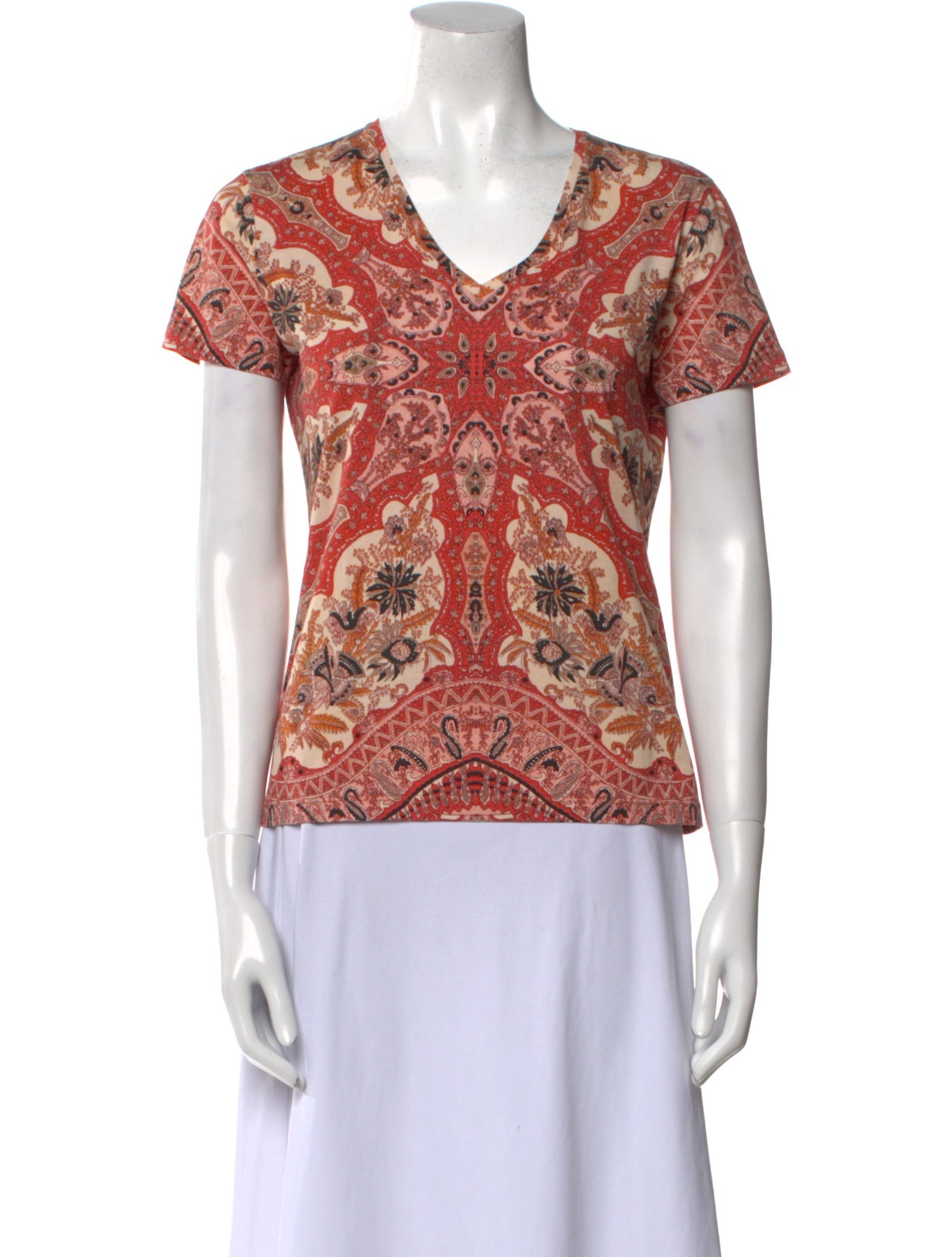 Etro Paisley Print V-Neck T-Shirt