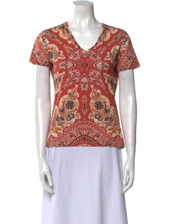 Etro Paisley Print V-Neck T-Shirt