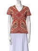 Etro Paisley Print V-Neck T-Shirt