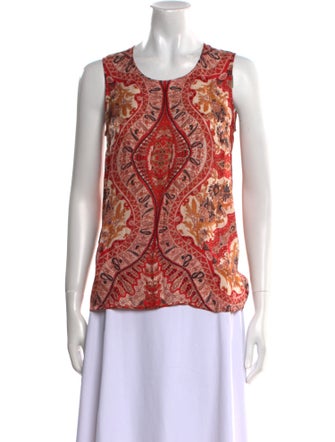 Etro Paisley Print Scoop Neck Blouse