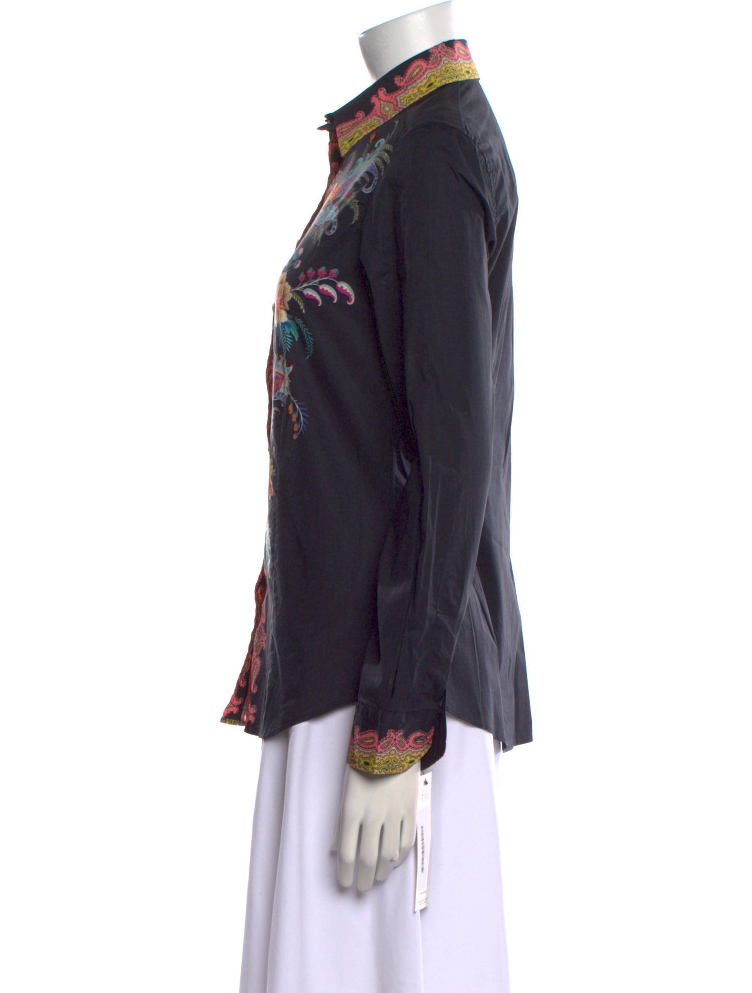 Etro Printed Long Sleeve Button-Up Top