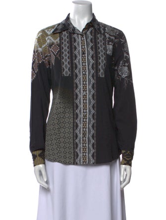 Etro Printed Long Sleeve Button-Up Top
