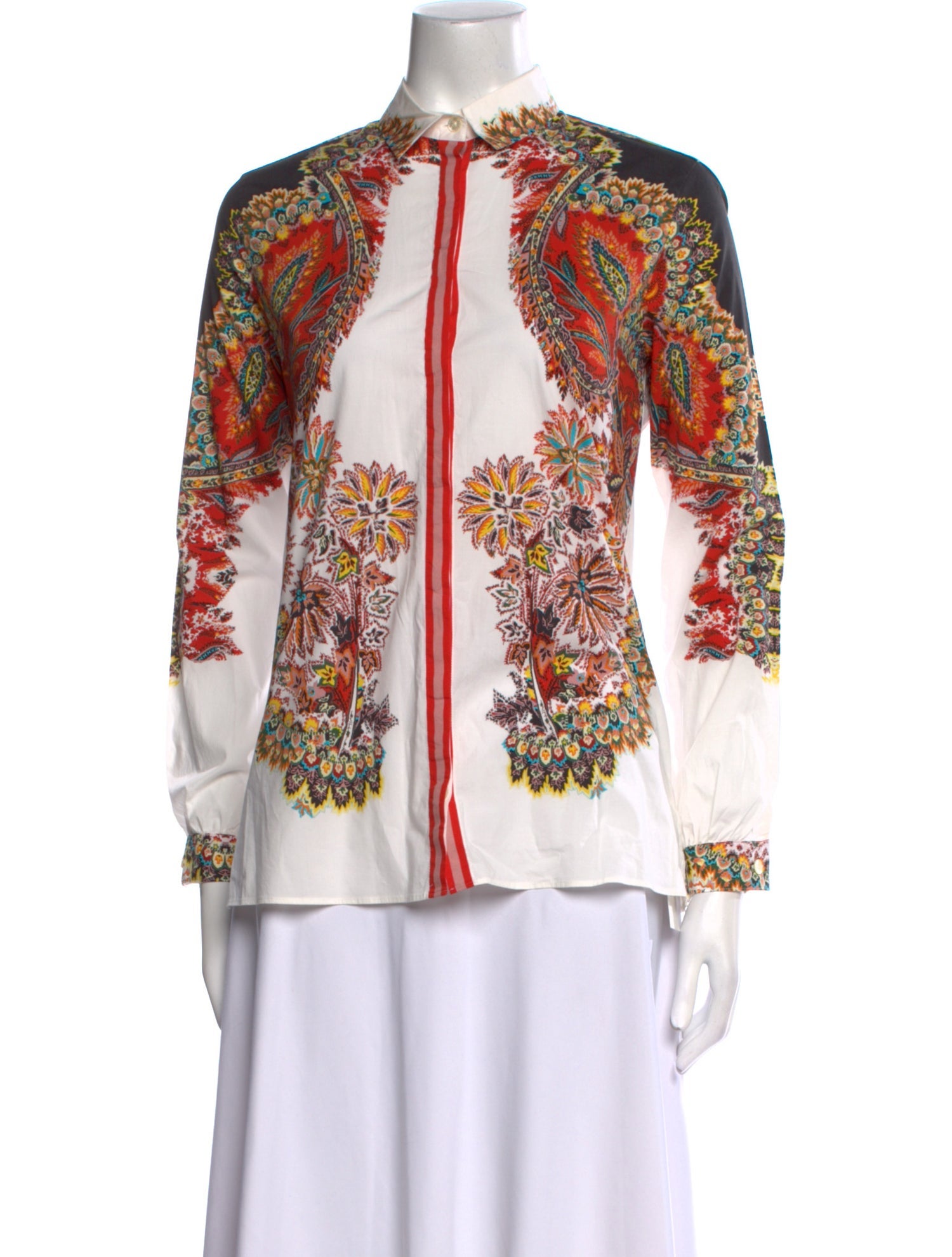 Etro Floral Print Mock Neck Blouse