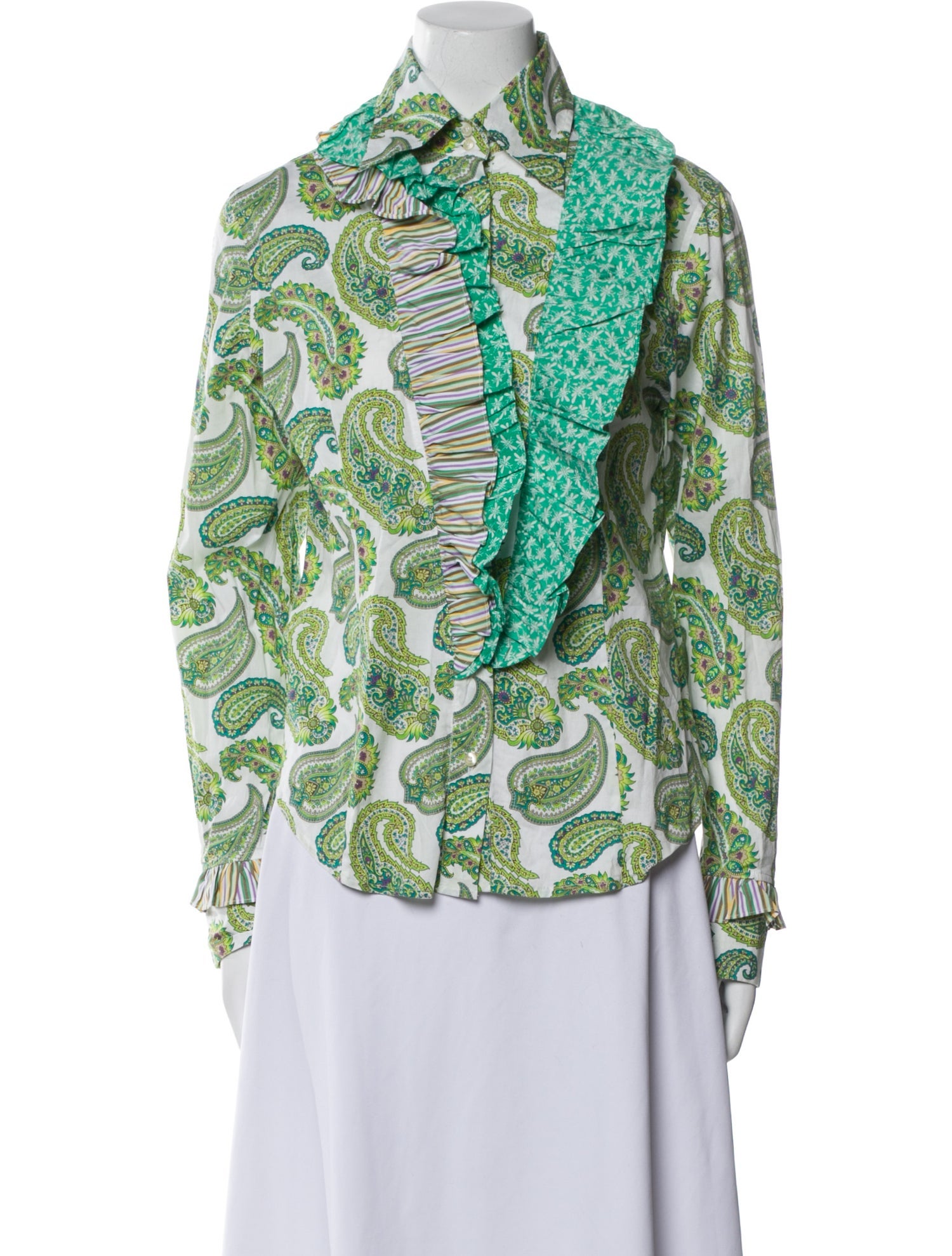 Etro Paisley Print Long Sleeve Button-Up Top