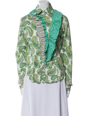 Etro Paisley Print Long Sleeve Button-Up Top