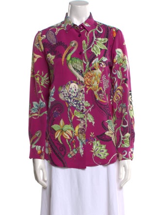 Etro Silk Floral Print Button-Up Top