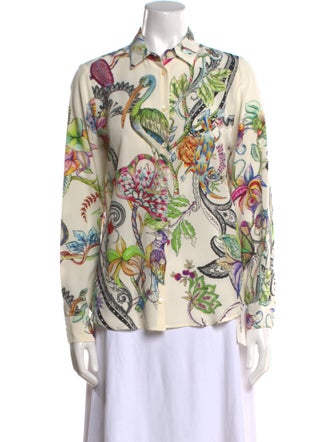 Etro Silk Printed Button-Up Top