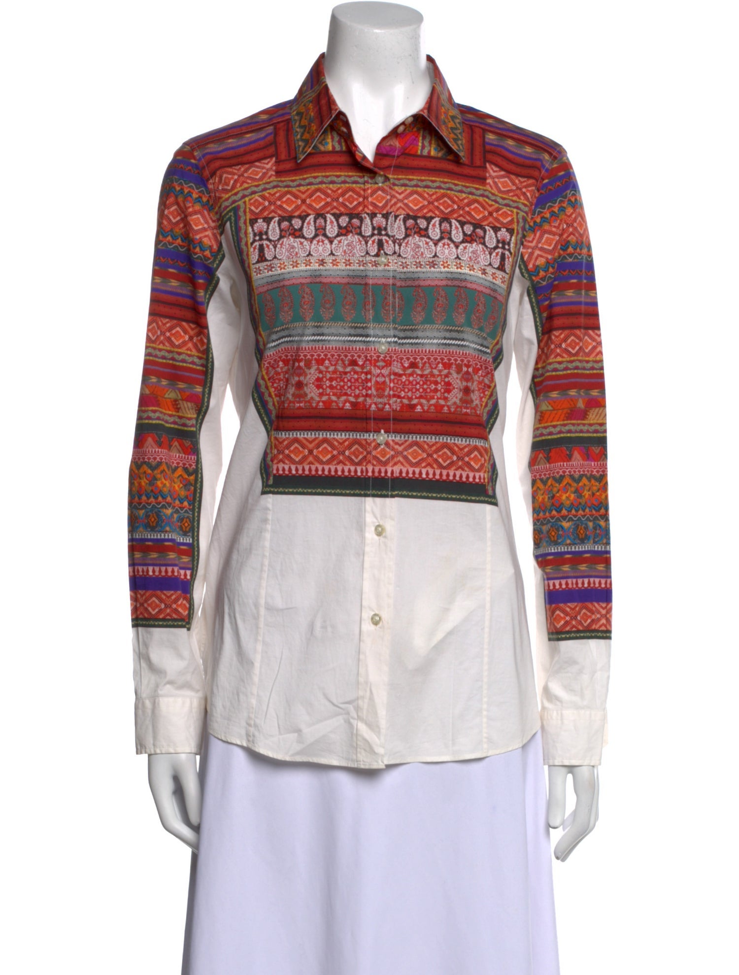 Etro Printed Long Sleeve Button-Up Top