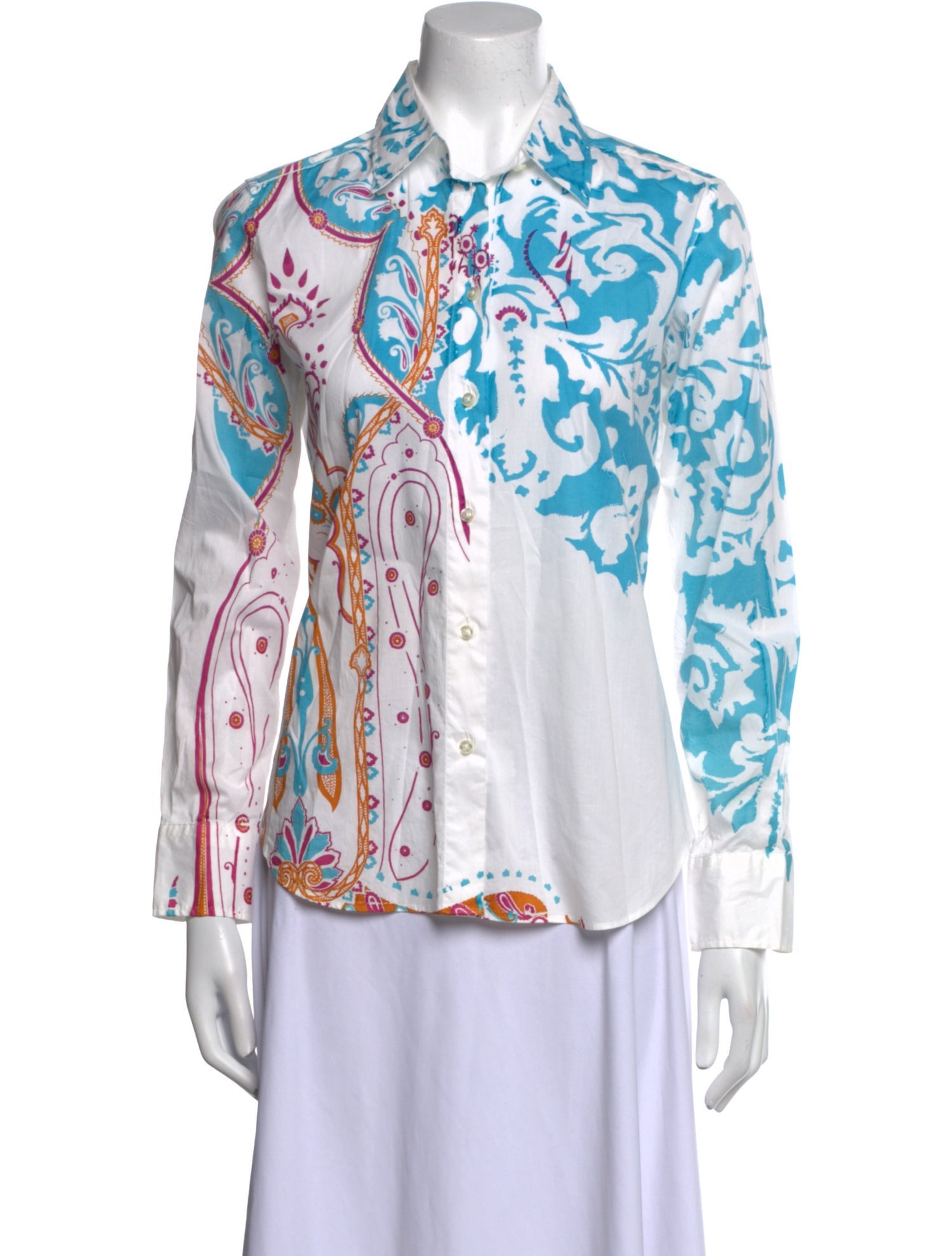 Etro Printed Long Sleeve Button-Up Top