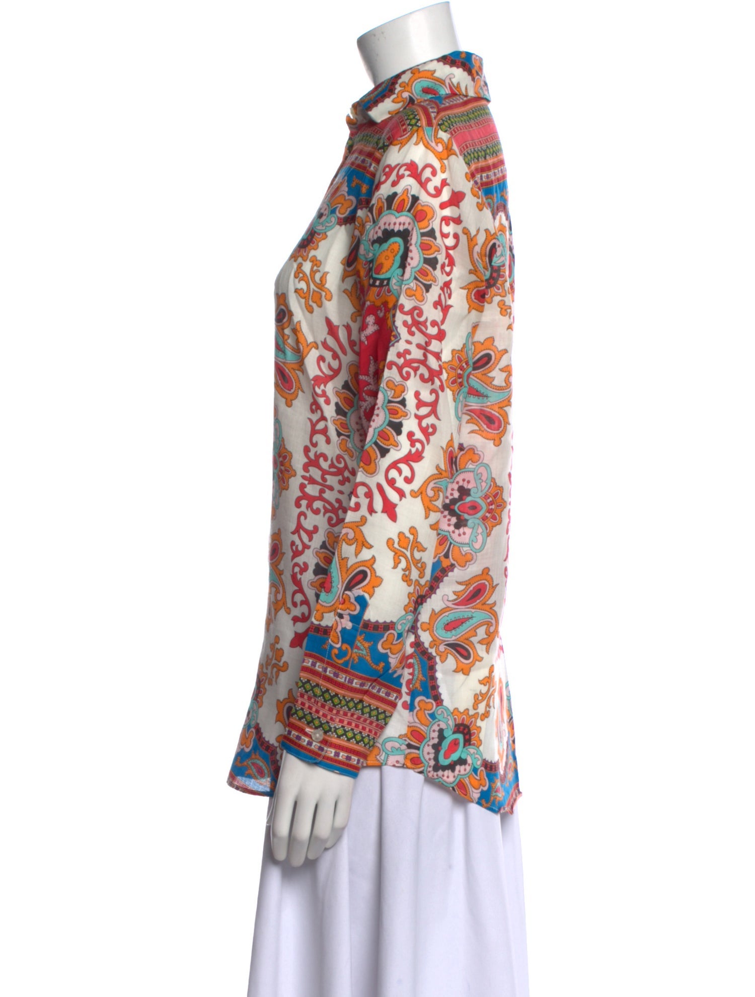 Etro Paisley Print Long Sleeve Button-Up Top