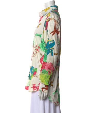 Etro Floral Print Long Sleeve Button-Up Top