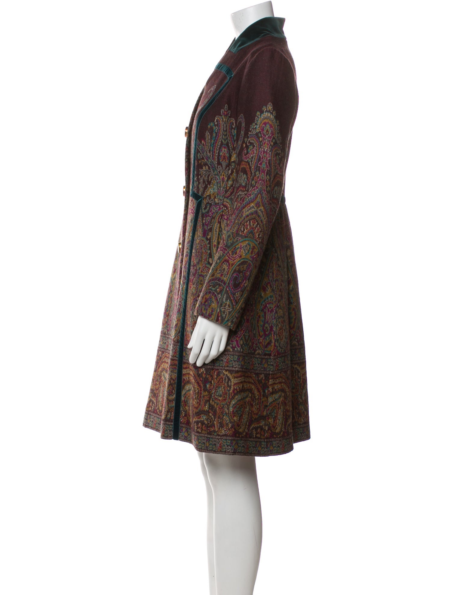 Etro Wool Animal Print Trench Coat