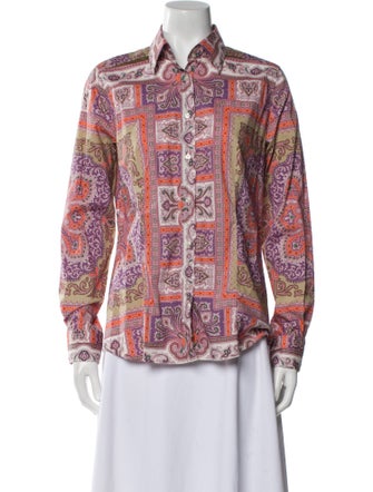 Etro Paisley Print Long Sleeve Button-Up Top