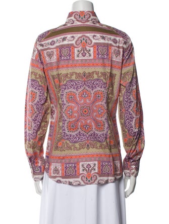 Etro Paisley Print Long Sleeve Button-Up Top