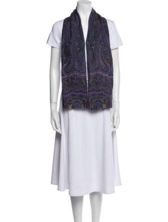 Etro Wool Paisley Print Scarf