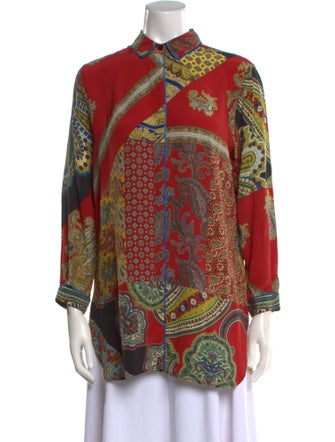 Etro Silk Paisley Print Button-Up Top