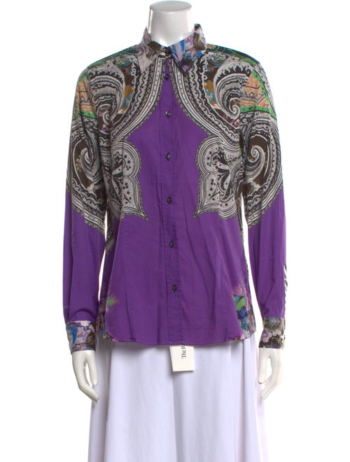 Etro Printed Mock Neck Button-Up Top