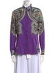 Etro Printed Mock Neck Button-Up Top