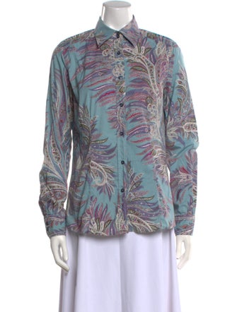 Etro Paisley Print Long Sleeve Button-Up Top