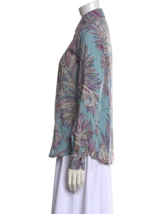 Etro Paisley Print Long Sleeve Button-Up Top