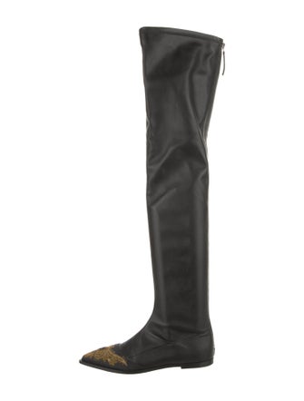 Etro Leather Embroidered Accent Boots