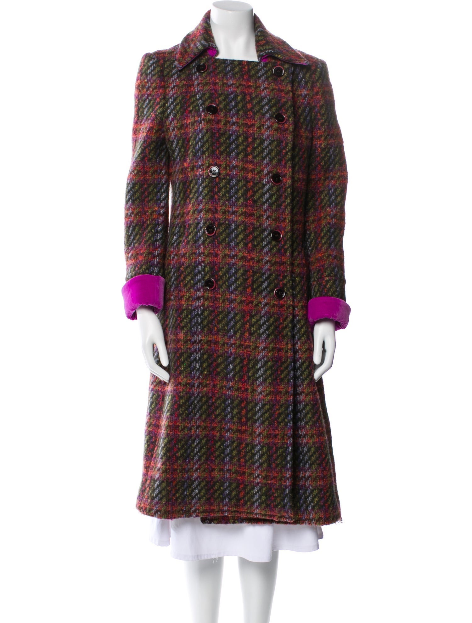 Etro Wool Plaid Print Peacoat