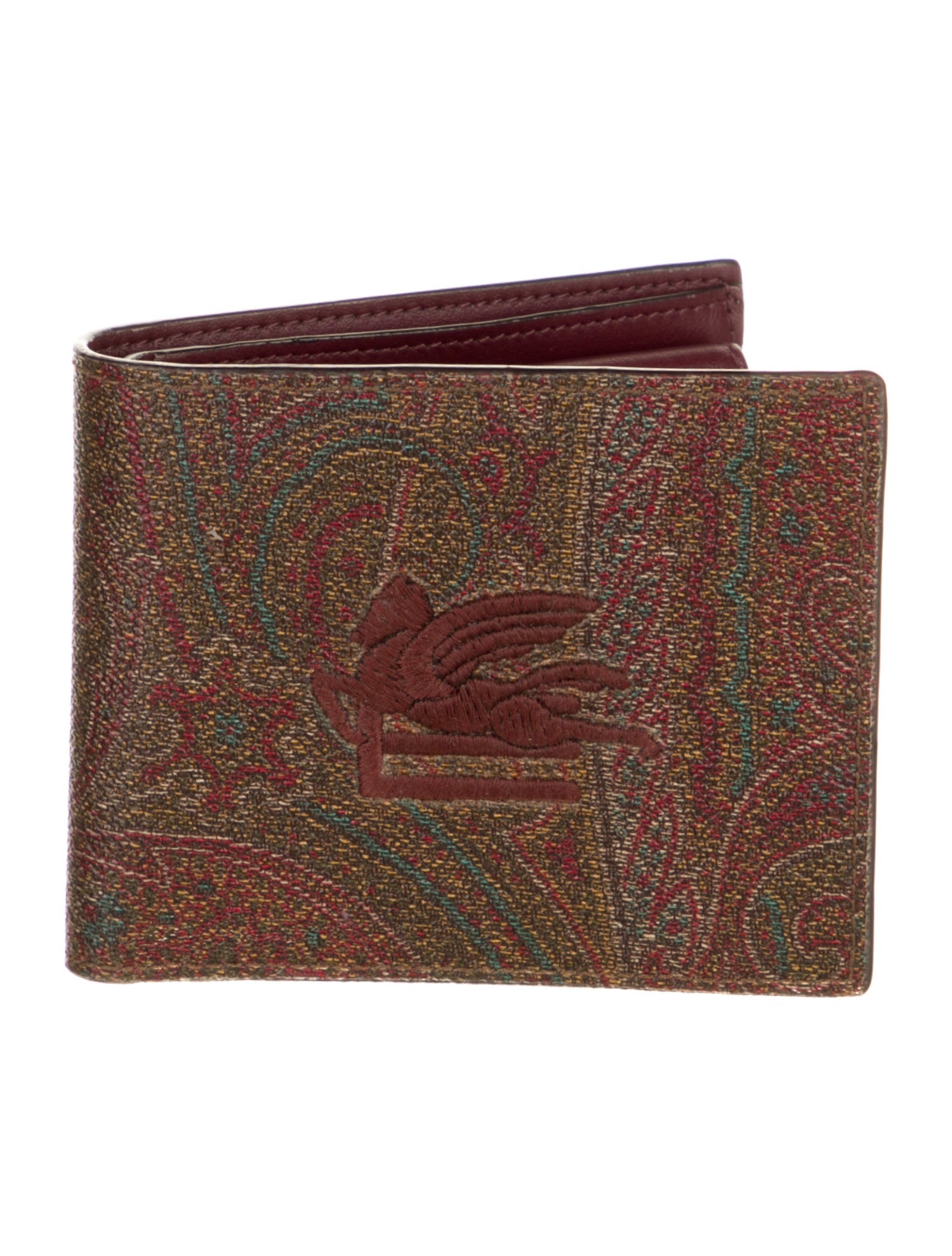 Etro Leather Paisley Print Bifold Wallet