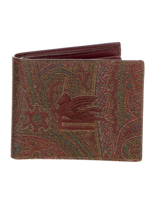 Etro Leather Paisley Print Bifold Wallet