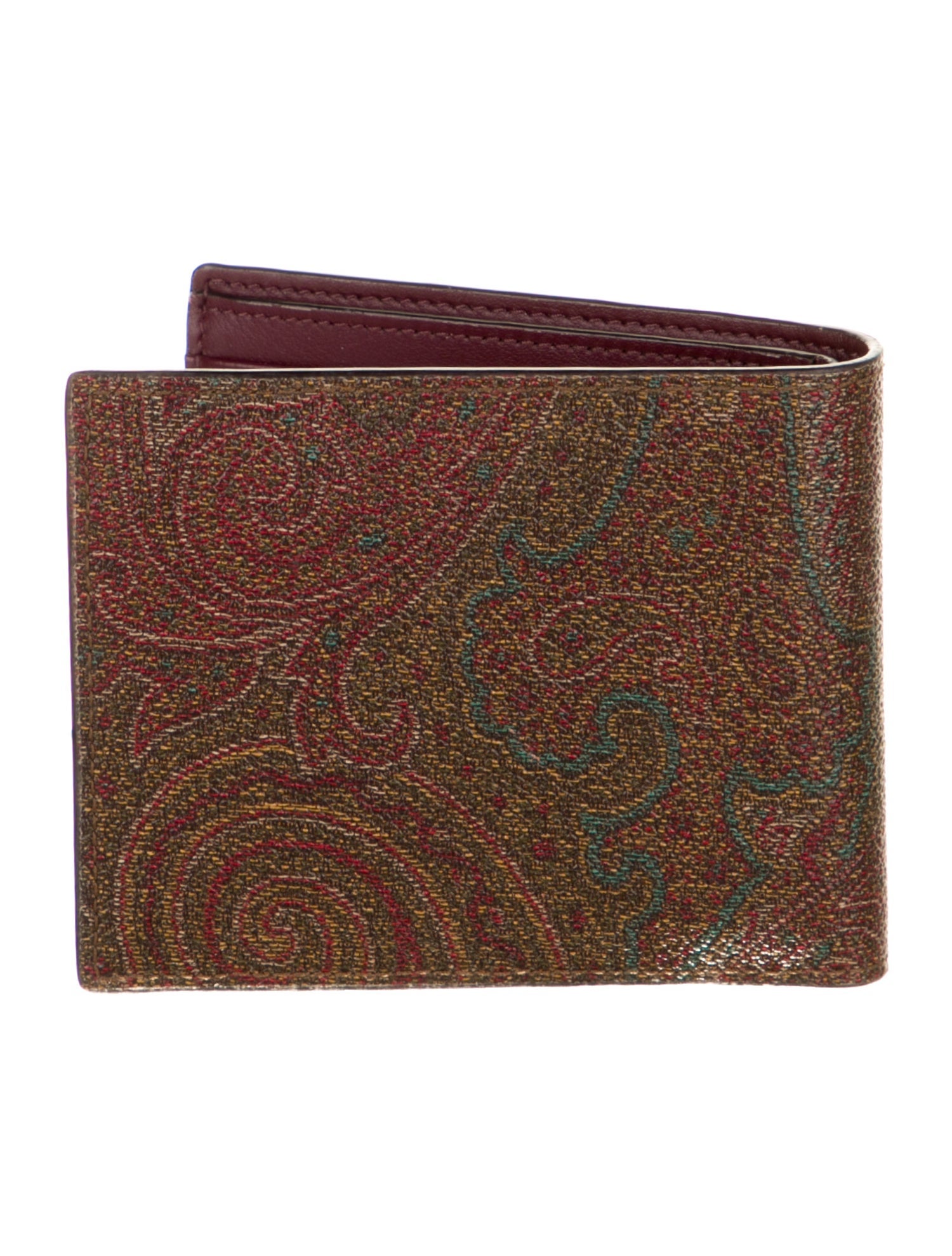 Etro Leather Paisley Print Bifold Wallet