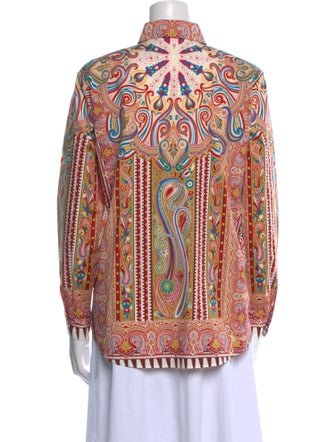 Etro Printed Three-Quarter Sleeve Button-Up Top