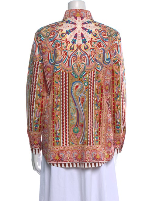 Etro Printed Three-Quarter Sleeve Button-Up Top