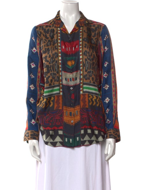 Etro Printed Long Sleeve Button-Up Top