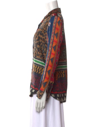 Etro Printed Long Sleeve Button-Up Top