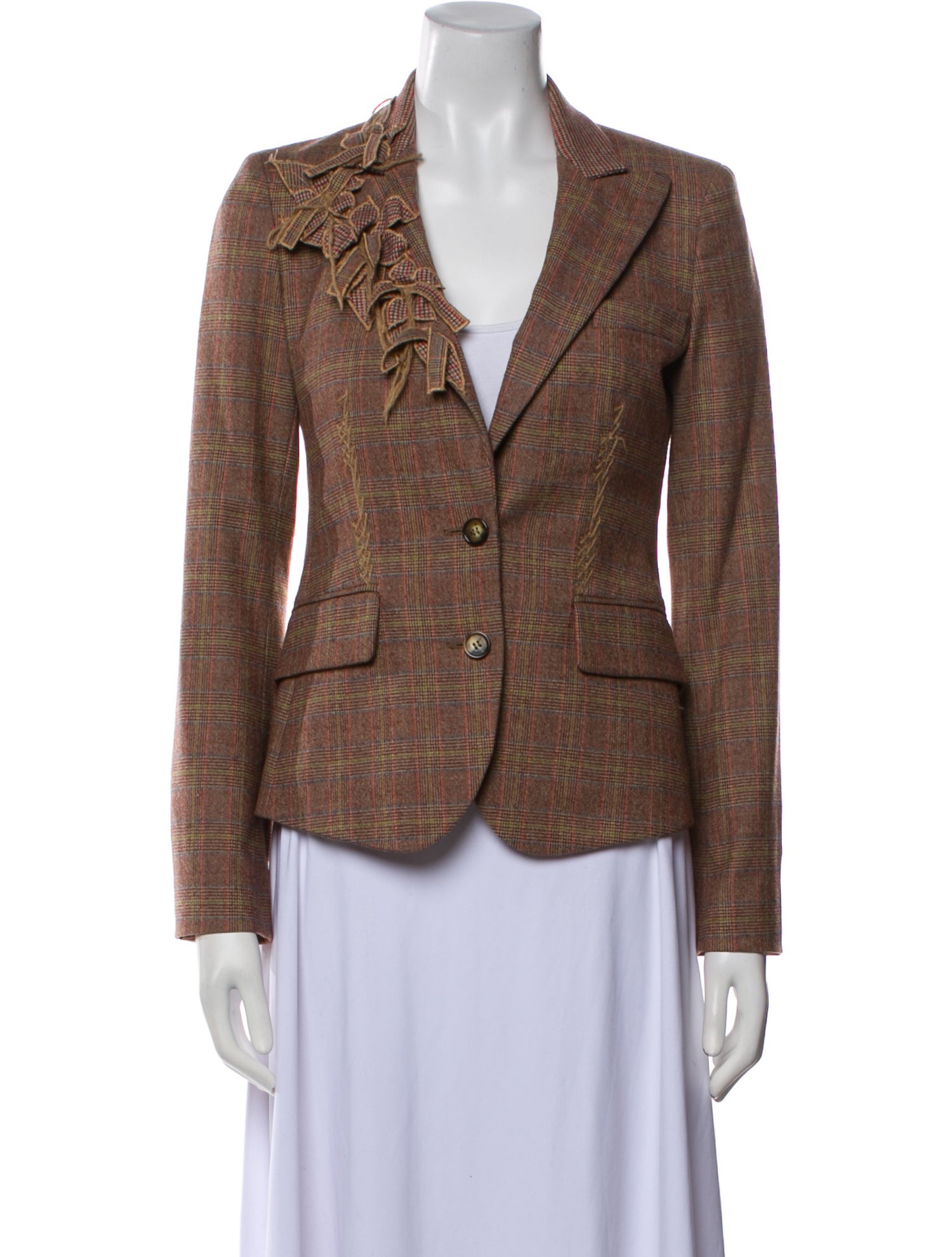 Etro Wool Plaid Print Blazer