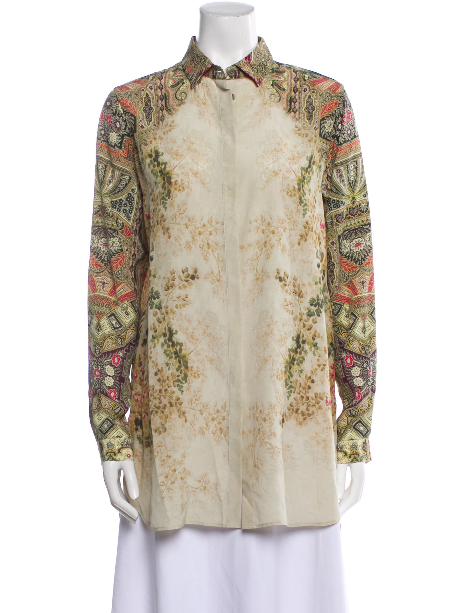 Etro Silk Floral Print Button-Up Top