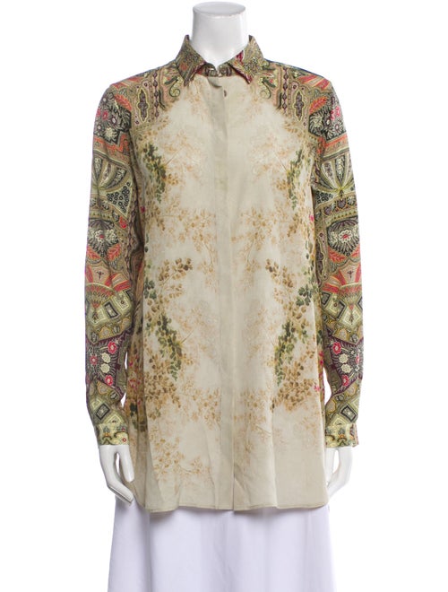 Etro Silk Floral Print Button-Up Top