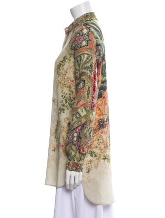 Etro Silk Floral Print Button-Up Top