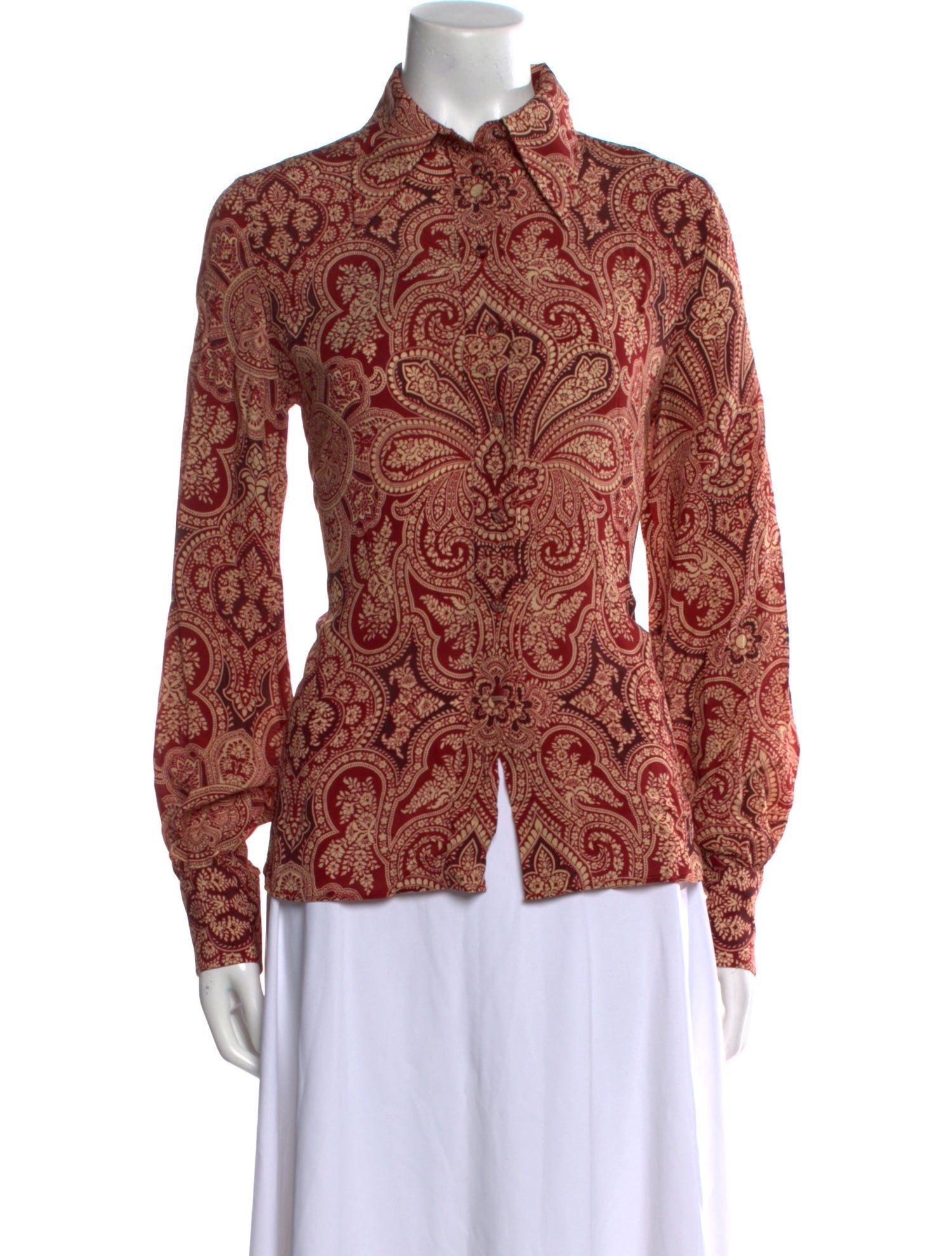 Etro Silk Paisley Print Button-Up Top w/ Tags