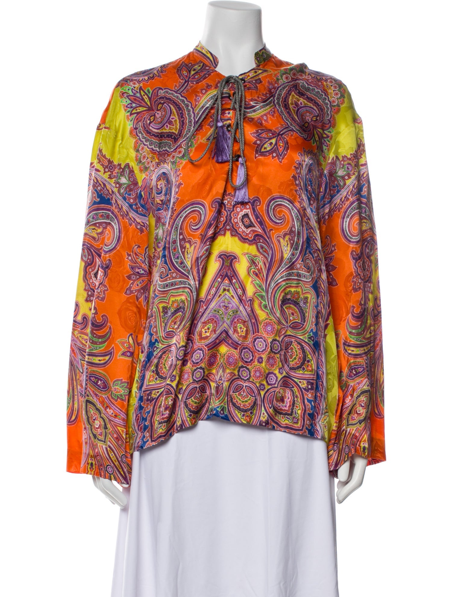 Etro Paisley Print Mock Neck Blouse