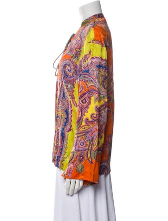 Etro Paisley Print Mock Neck Blouse