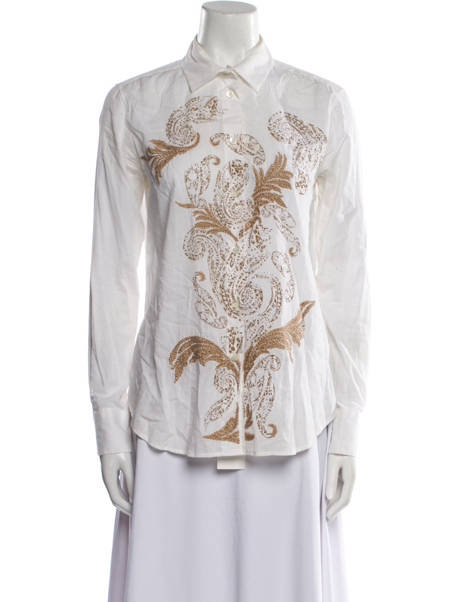Etro Printed Long Sleeve Button-Up Top