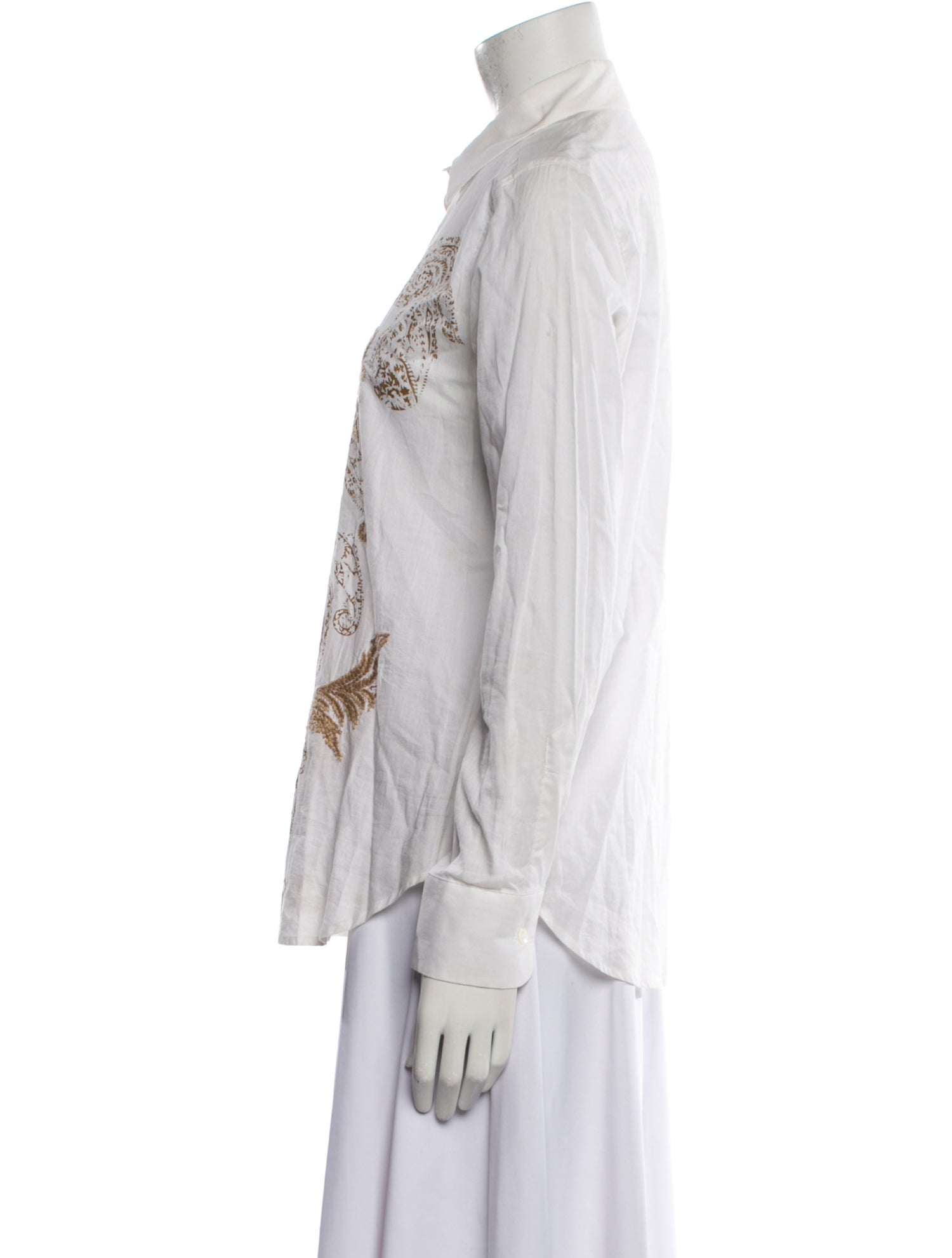 Etro Printed Long Sleeve Button-Up Top