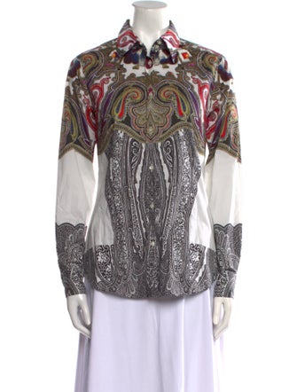 Etro Paisley Print Long Sleeve Button-Up Top