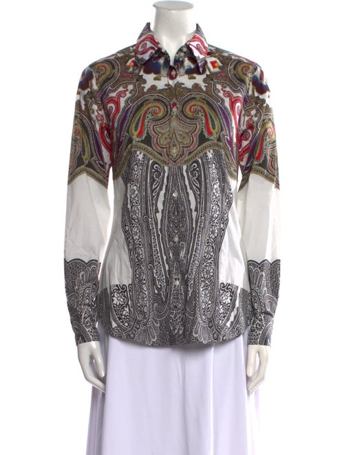 Etro Paisley Print Long Sleeve Button-Up Top