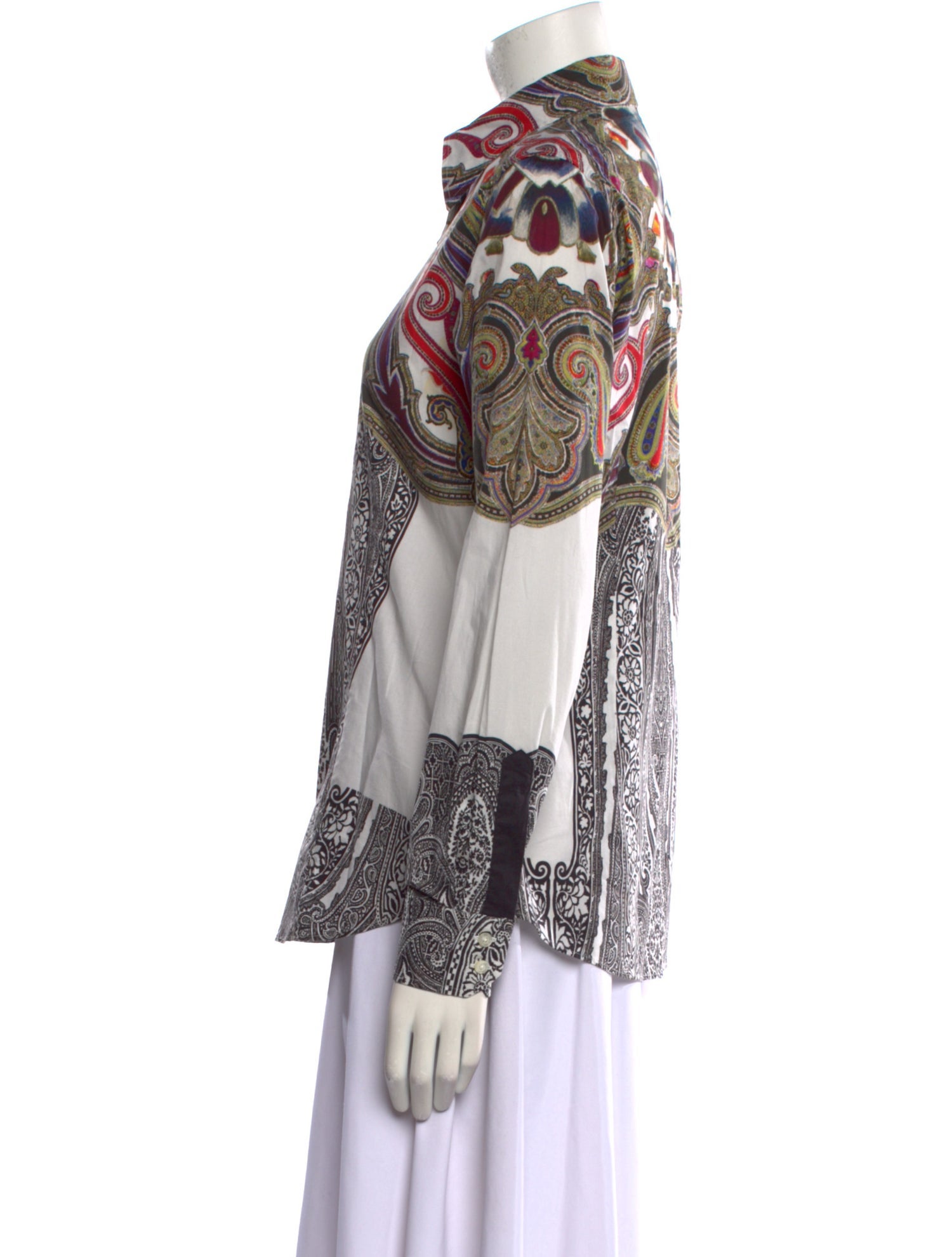Etro Paisley Print Long Sleeve Button-Up Top