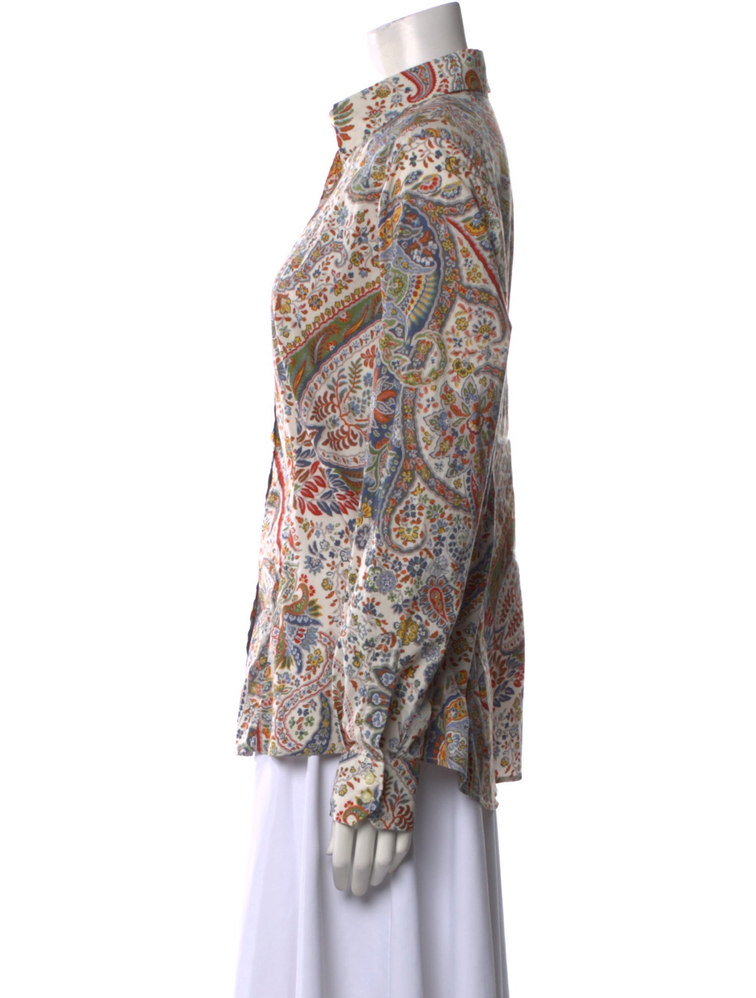 Etro Paisley Print Long Sleeve Button-Up Top