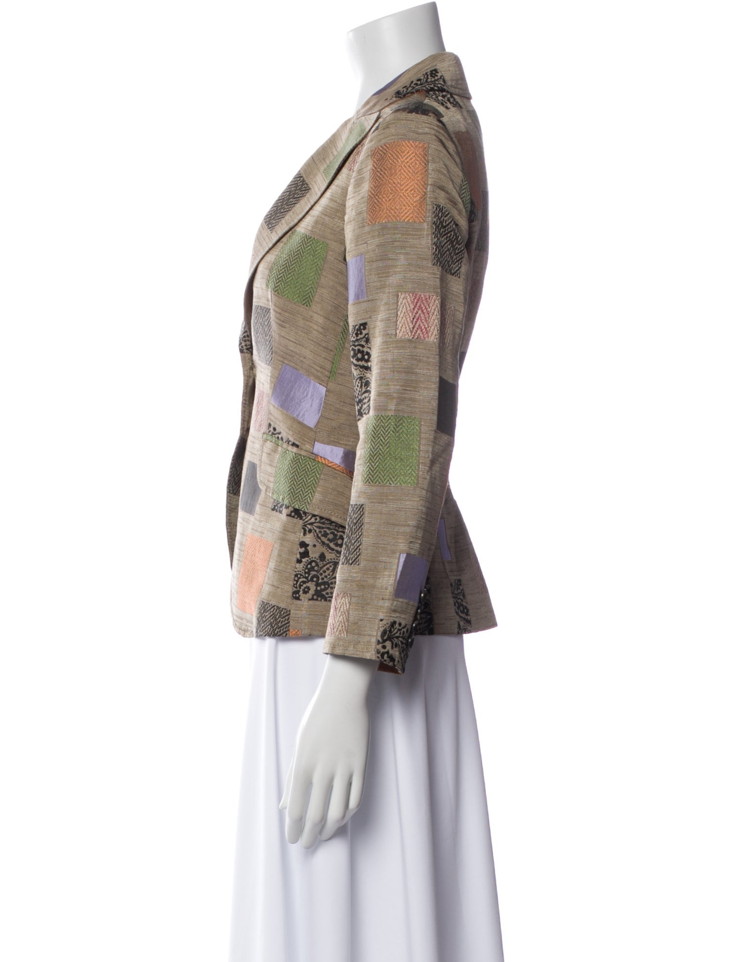 Etro Silk Plaid Print Blazer