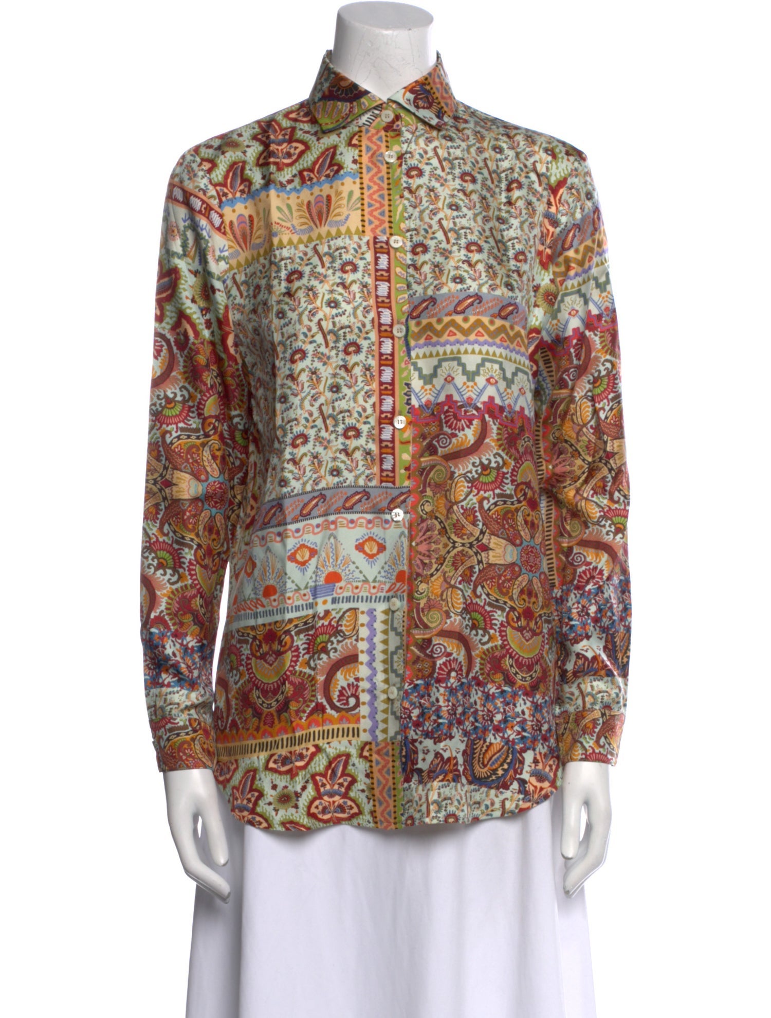 Etro Silk Paisley Print Button-Up Top
